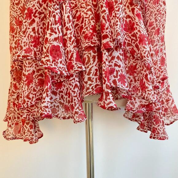 MISA Sandra Ruffled Chiffon Top Floral sz S - Picture 7 of 14